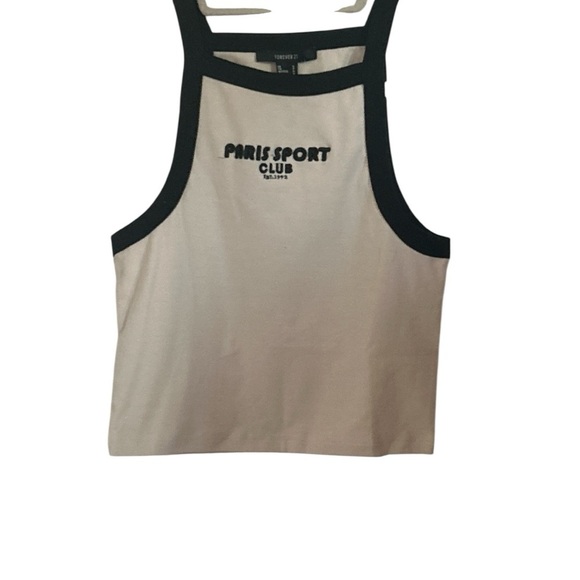 Forever 21 Tops - Forever 21 Paris Sport Club Cream & Black Tank Top Sz Small NWT